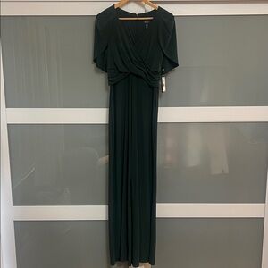 Adrianna Papell Emerald Green Draped Jersey Jumpsuit